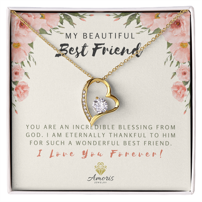 My Beautiful Best Friend Forever Love Necklace with Message Card