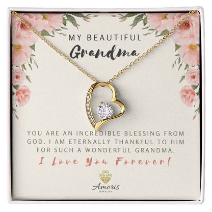 My Beautiful Grandma Forever Love Necklace with Message Card