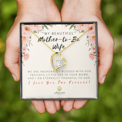 My Beautiful Mother-to-Be Wife Forever Love Necklace with Message Card