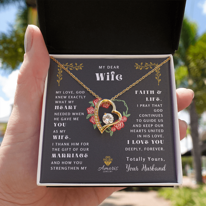 My Dear Wife "What My Heart Needed" Heart Necklace