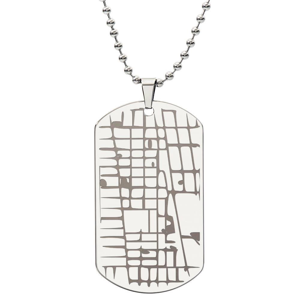 Map Dog Tag Necklace with Personalized Engraving