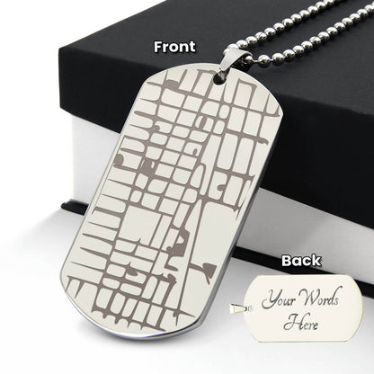 Map Dog Tag Necklace with Personalized Engraving