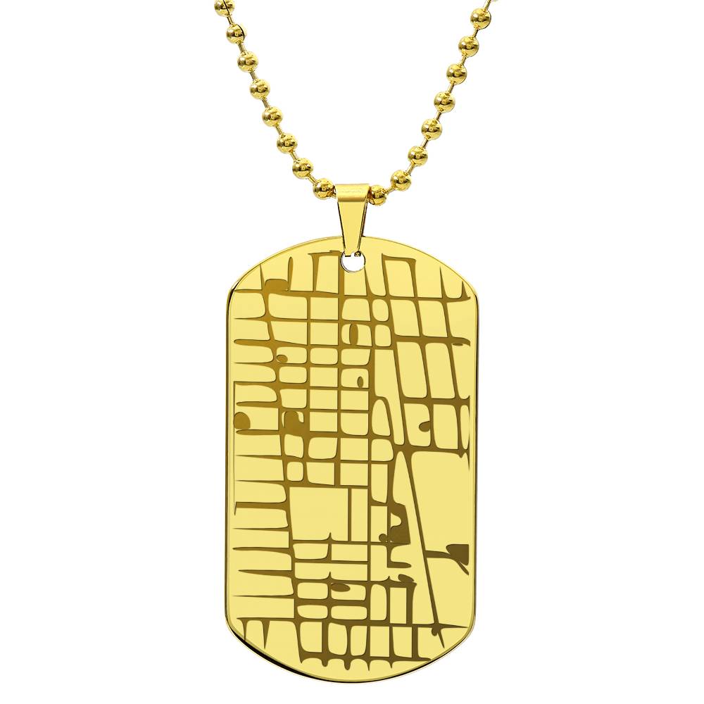 Map Dog Tag Necklace with Personalized Engraving