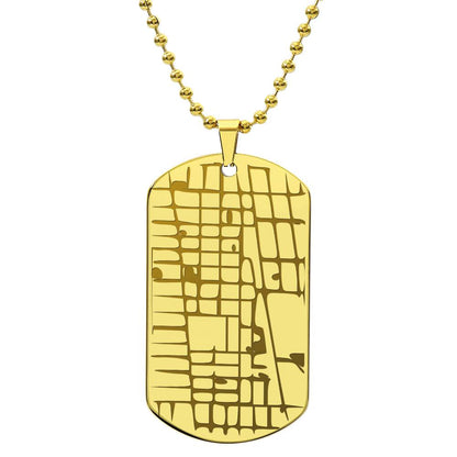 Map Dog Tag Necklace with Personalized Engraving