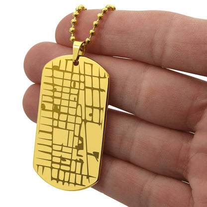 Map Dog Tag Necklace with Personalized Engraving
