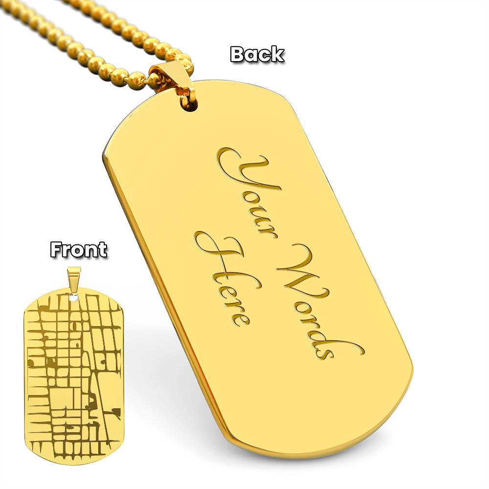 Map Dog Tag Necklace with Personalized Engraving