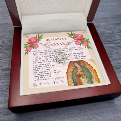Our Lady of Guadalupe Crown Necklace with Pope Saint Pius X Prayer
