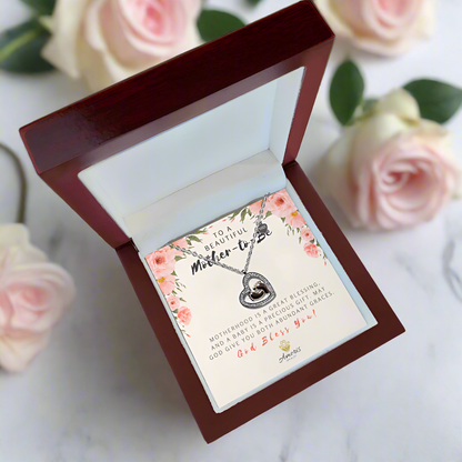 To a Beautiful Mother-to-Be Baby Feet Heart Necklace with Message Card