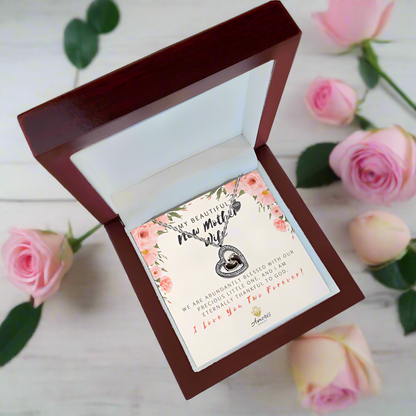 My Beautiful New Mother Wife Baby Feet Heart Necklace with Message Card