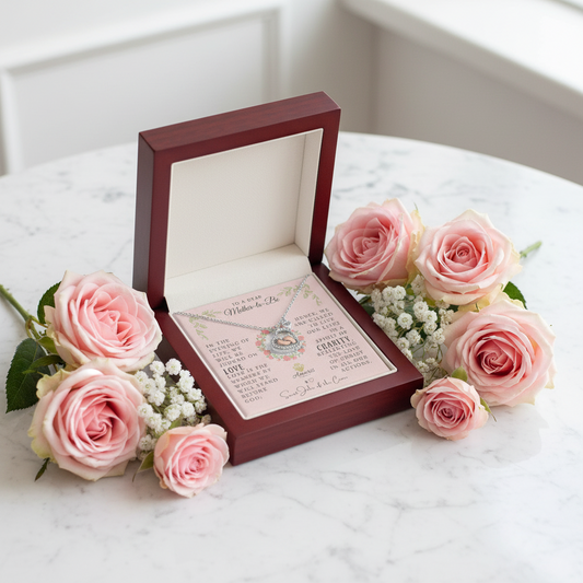 Mother-to-Be Baby Feet Heart Necklace in Sterling Silver with Saint John of the Cross Quote