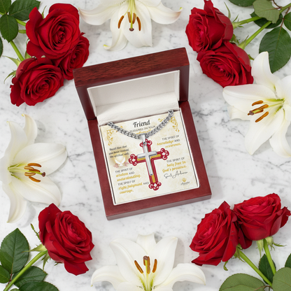 Friend Blessings On Your Confirmation Personalized Cross Necklace with Saint Ambrose Quote