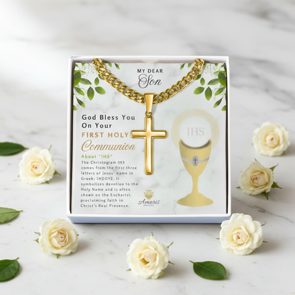 My Dear Son First Holy Communion Personalized Cross Necklace