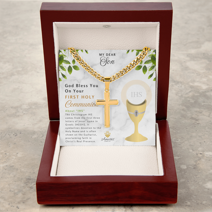 My Dear Son First Holy Communion Personalized Cross Necklace