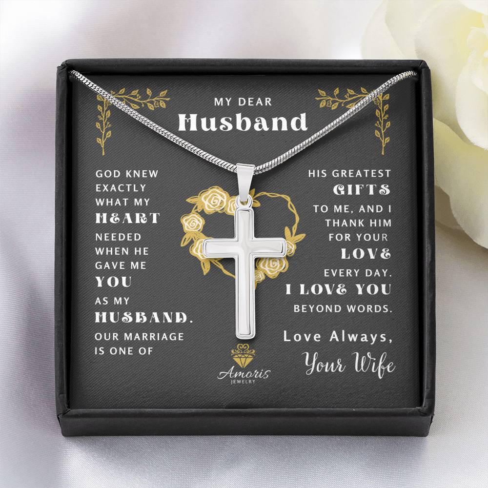 My Dear Husband "What My Heart Needed" Cross Necklace