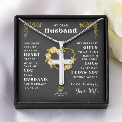 My Dear Husband "What My Heart Needed" Cross Necklace