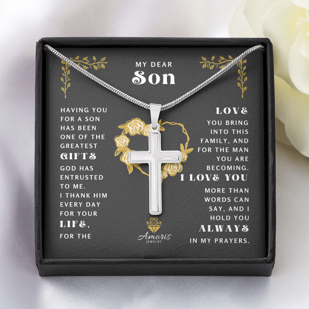 My Dear Son Cross Necklace - I Love You