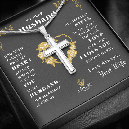 My Dear Husband "What My Heart Needed" Cross Necklace