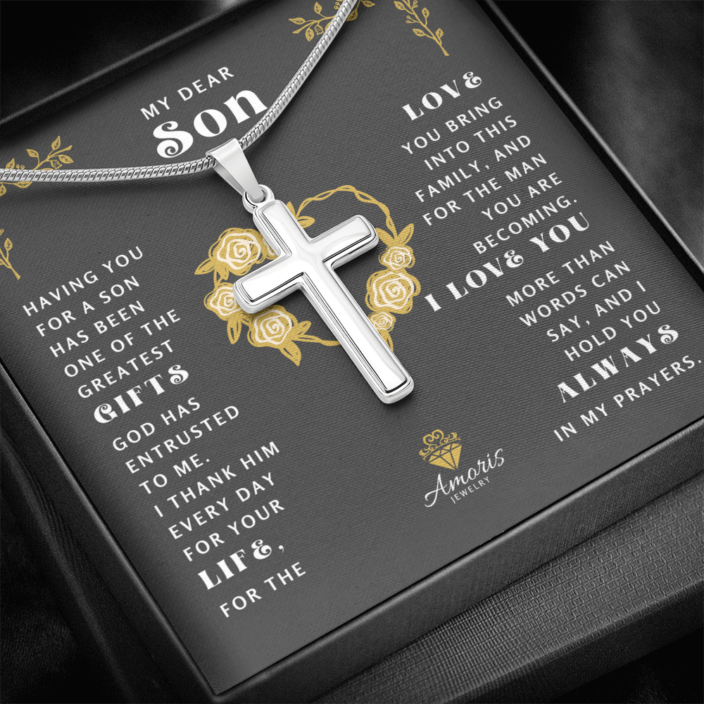 My Dear Son Cross Necklace - I Love You