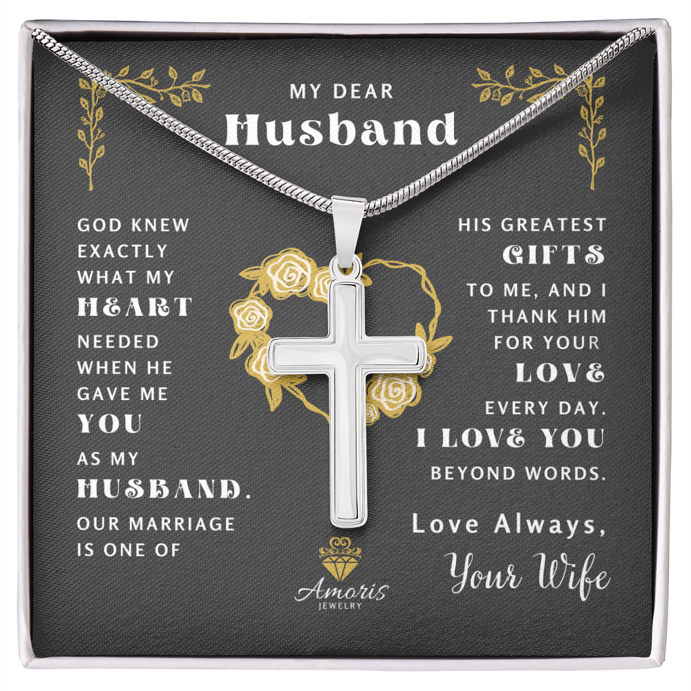 My Dear Husband "What My Heart Needed" Cross Necklace
