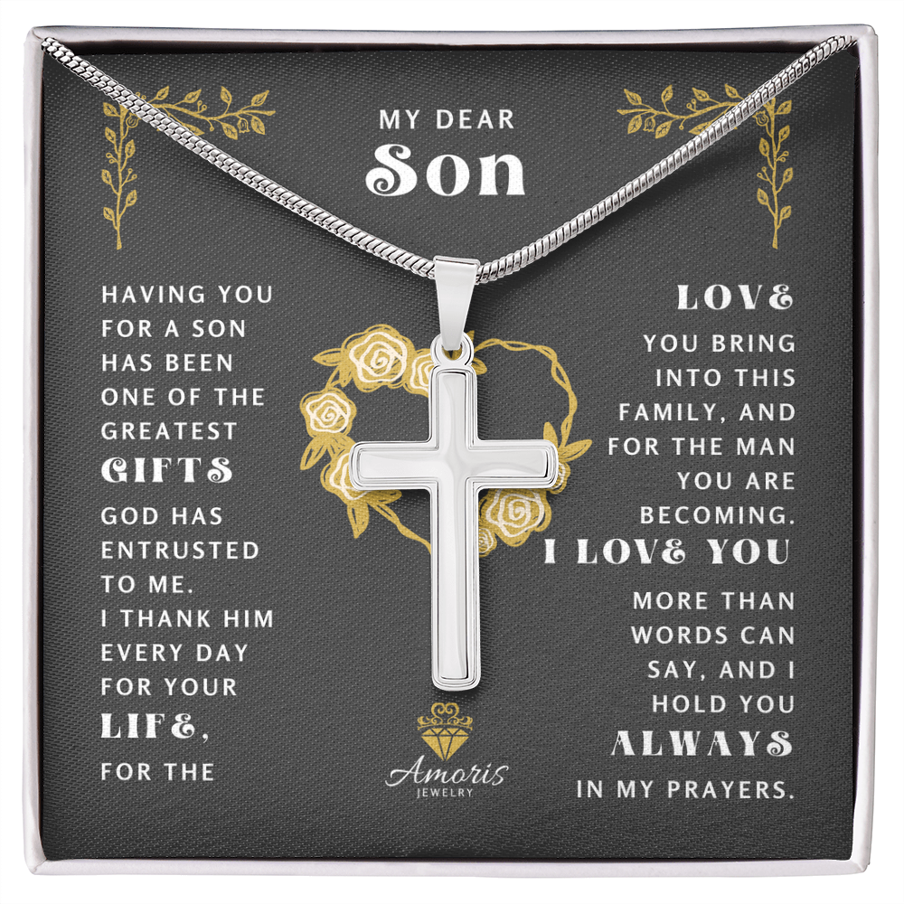My Dear Son Cross Necklace - I Love You