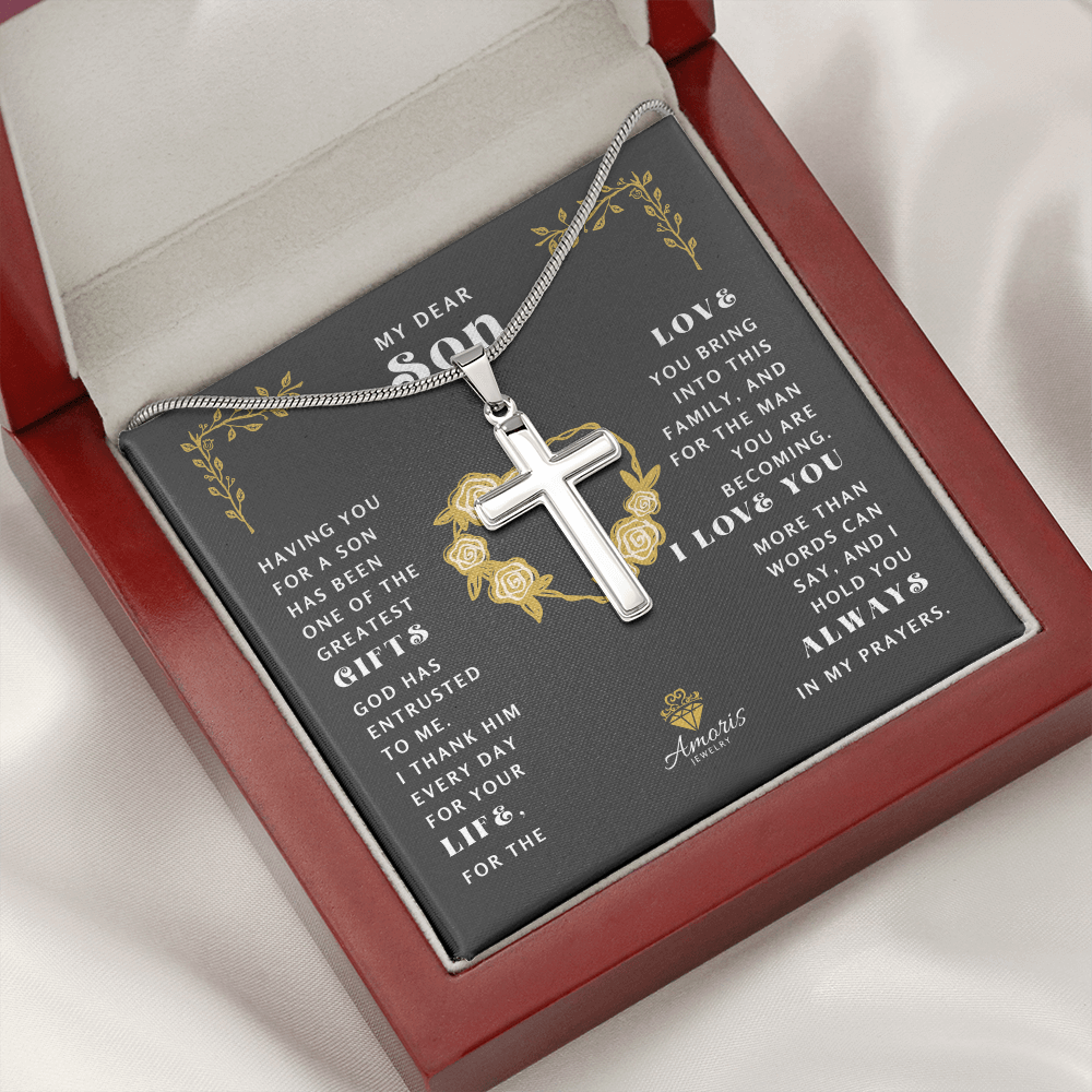 My Dear Son Cross Necklace - I Love You