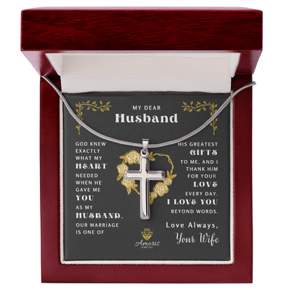 My Dear Husband "What My Heart Needed" Cross Necklace
