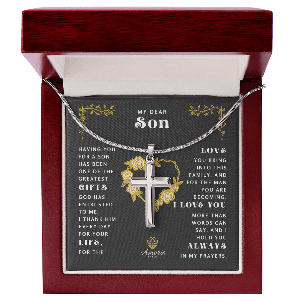 My Dear Son Cross Necklace - I Love You