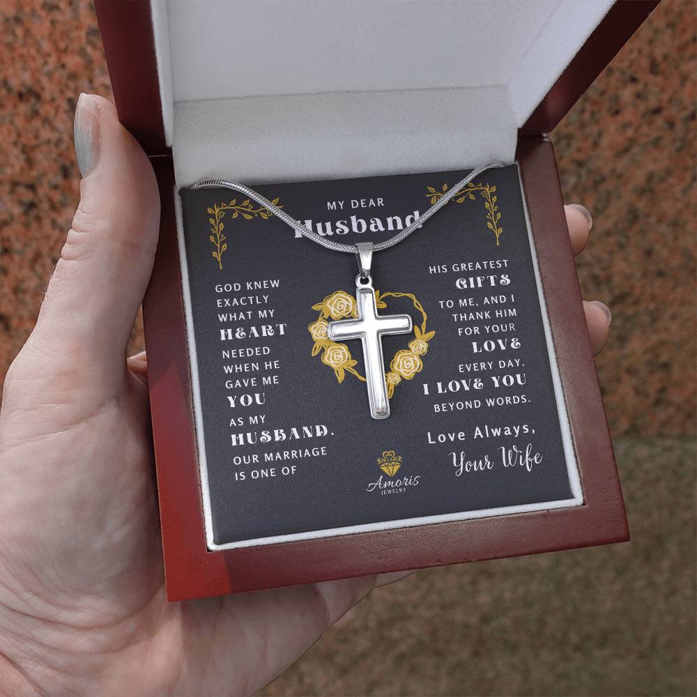 My Dear Husband "What My Heart Needed" Cross Necklace