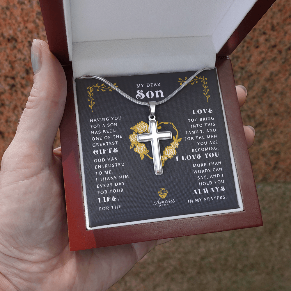 My Dear Son "I Love You" Cross Necklace