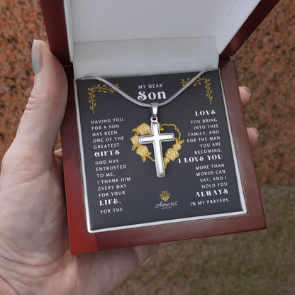 My Dear Son "I Love You" Cross Necklace