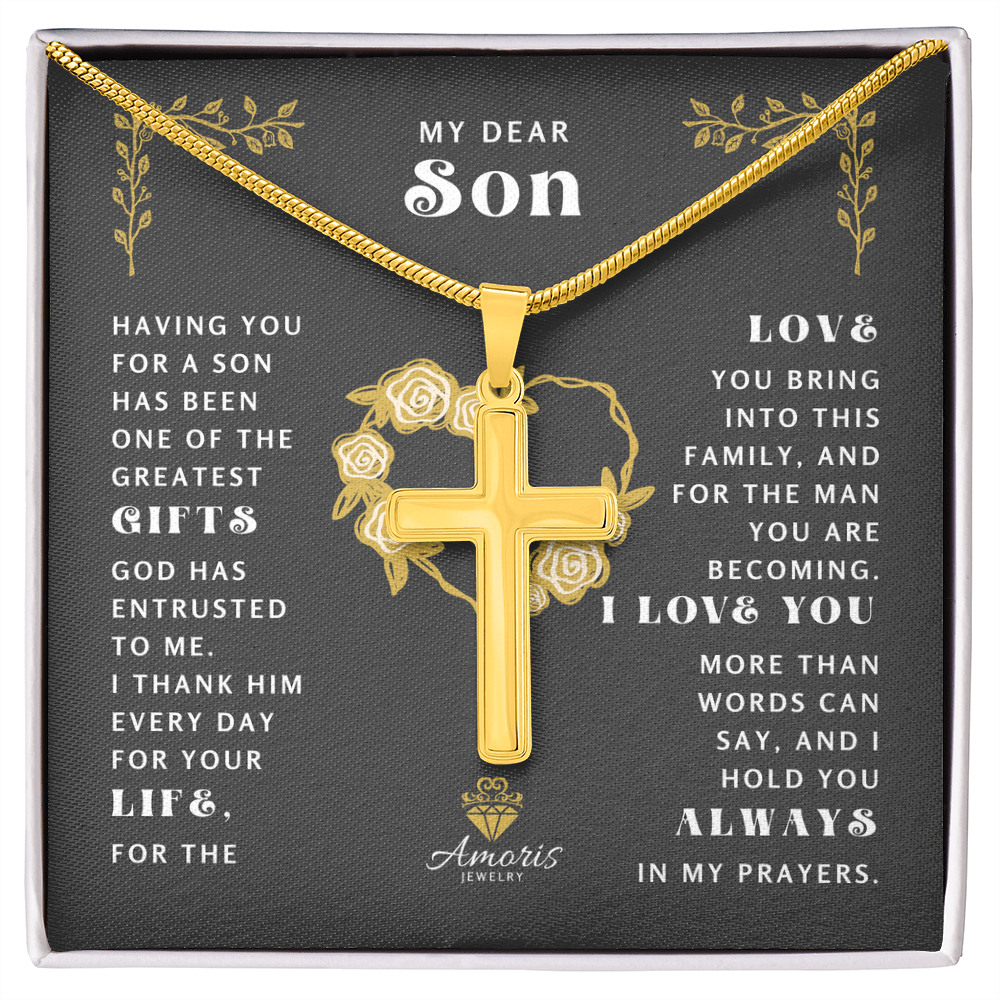 My Dear Son Cross Necklace - I Love You