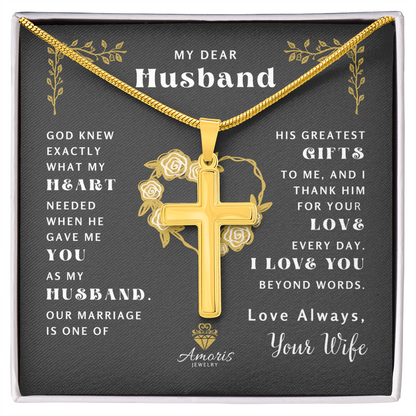 My Dear Husband "What My Heart Needed" Cross Necklace