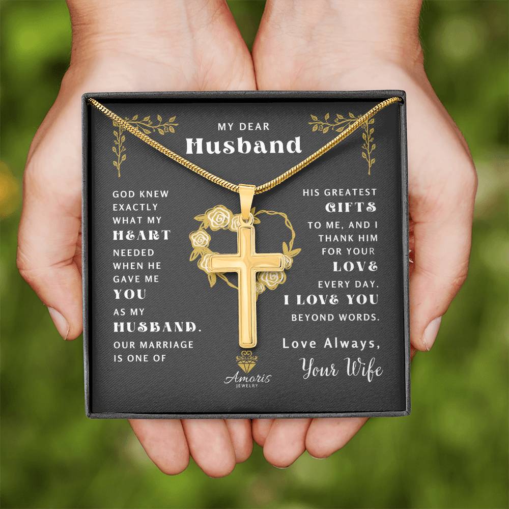 My Dear Husband "What My Heart Needed" Cross Necklace