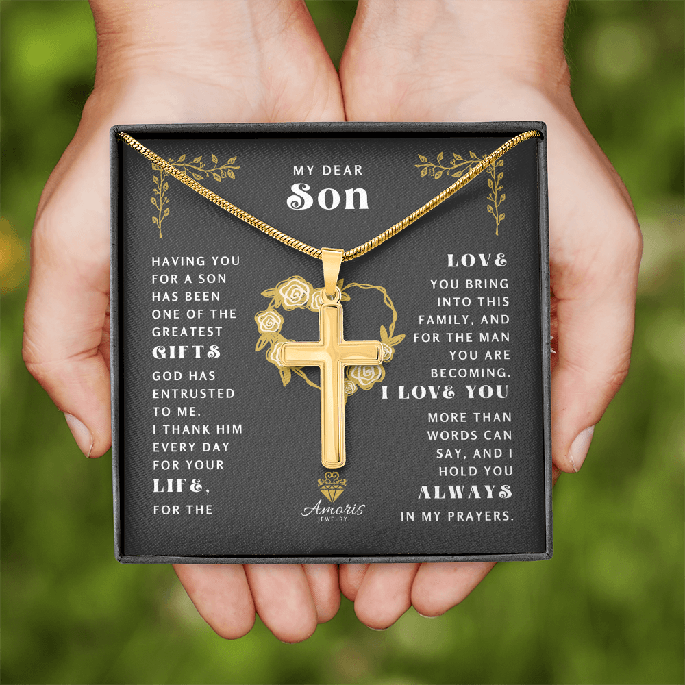 My Dear Son Cross Necklace - I Love You
