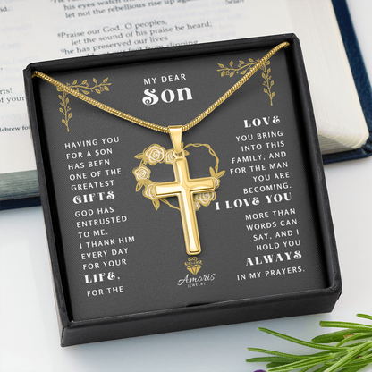 My Dear Son "I Love You" Cross Necklace