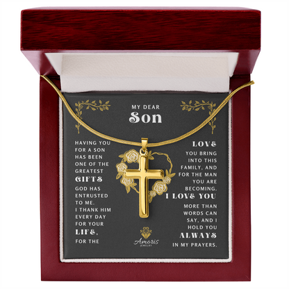 My Dear Son "I Love You" Cross Necklace