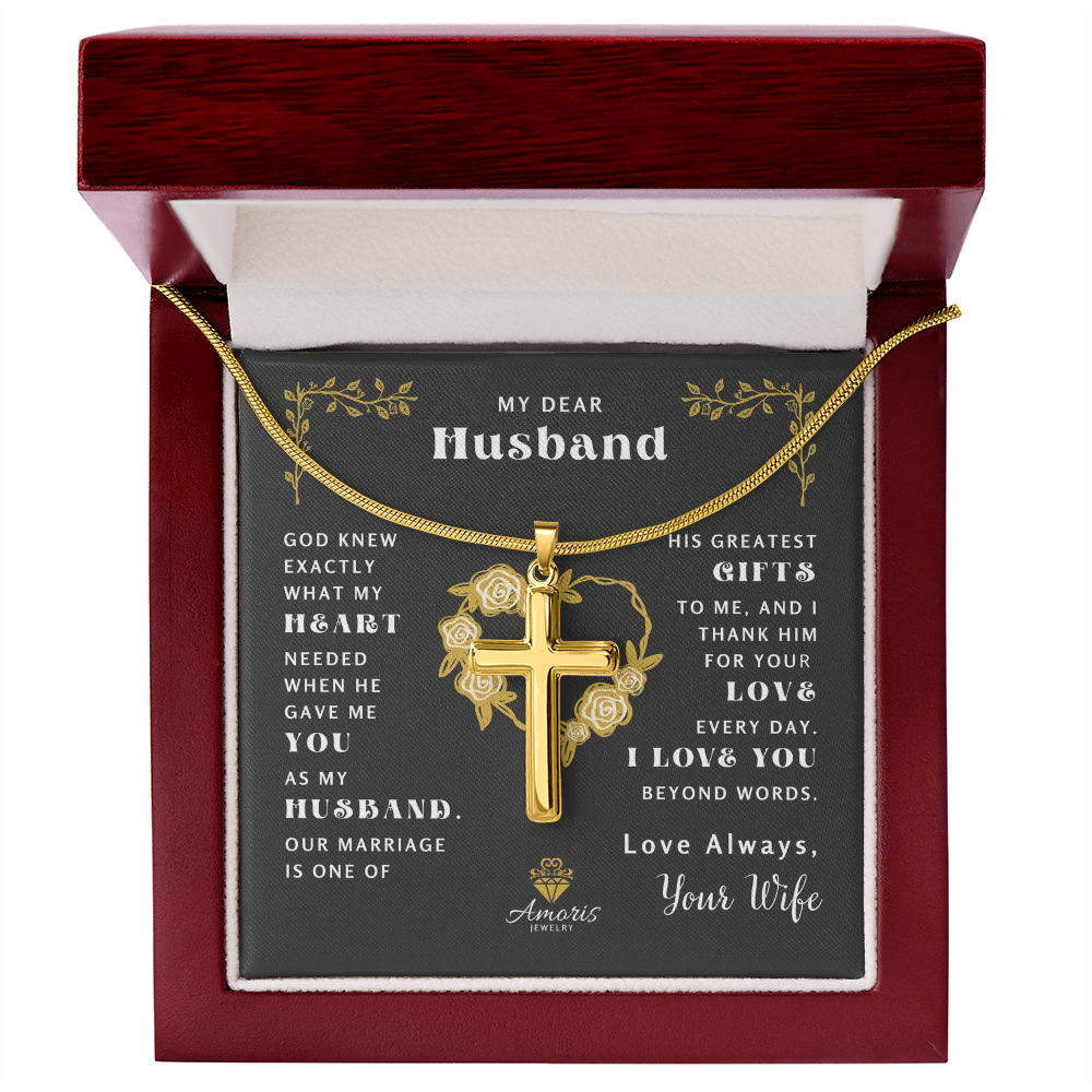 My Dear Husband "What My Heart Needed" Cross Necklace