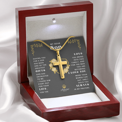 My Dear Son "I Love You" Cross Necklace