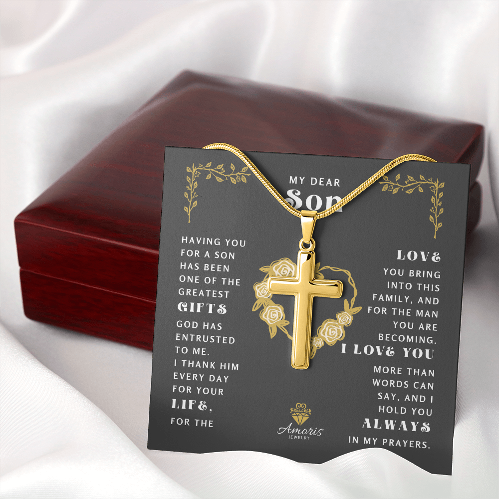 My Dear Son Cross Necklace - I Love You