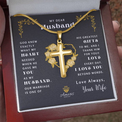 My Dear Husband "What My Heart Needed" Cross Necklace