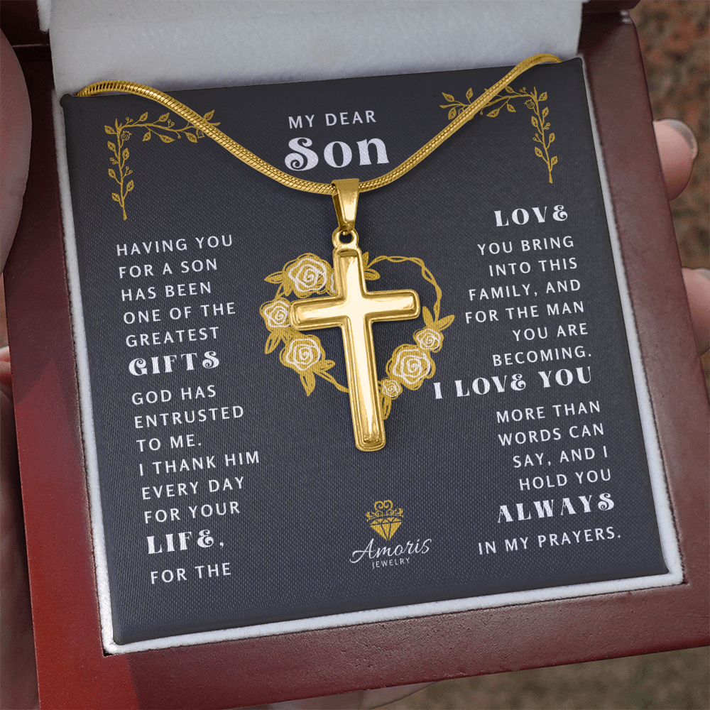 My Dear Son Cross Necklace - I Love You