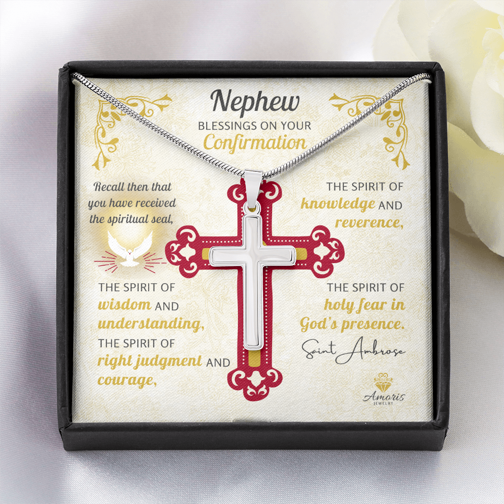 Nephew Blessings On Your Confirmation Personalized Cross Necklace