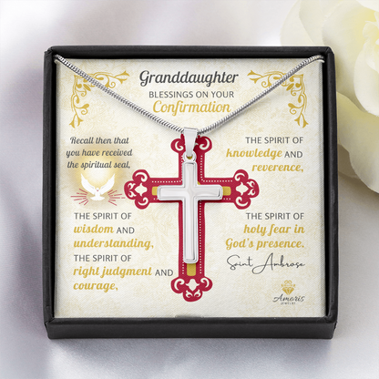 Granddaughter Blessings On Your Confirmation Personalized Cross Necklace