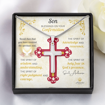 Son Blessings On Your Confirmation Personalized Cross Necklace