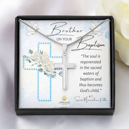 Brother On Your Baptism Personalized Cross Necklace