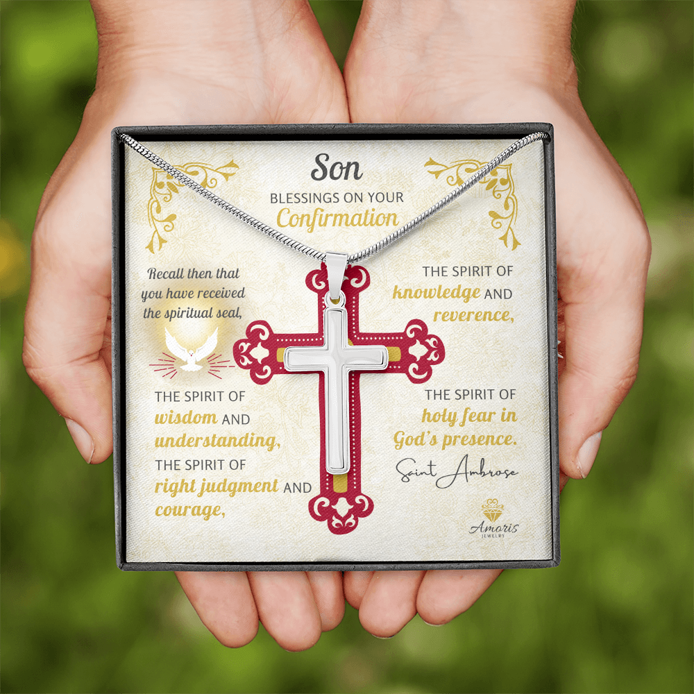 Son Blessings On Your Confirmation Personalized Cross Necklace