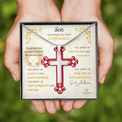 Son Blessings On Your Confirmation Personalized Cross Necklace