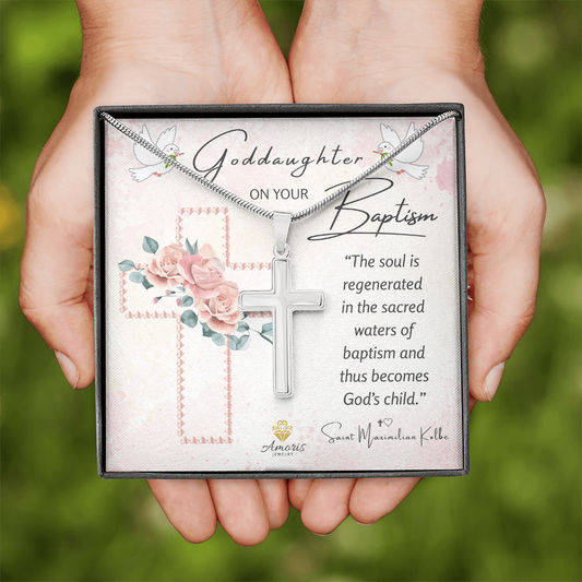 Goddaughter On Your Baptism Personalized Cross Necklace