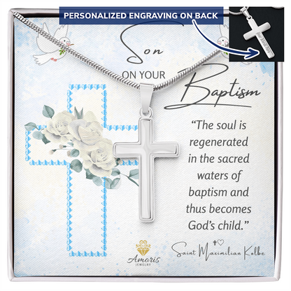 Son On Your Baptism Personalized Cross Necklace
