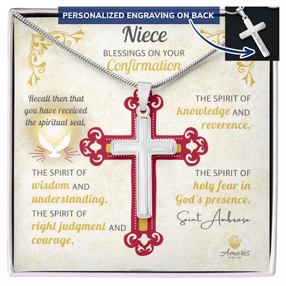 Niece Blessings On Your Confirmation Personalized Cross Necklace